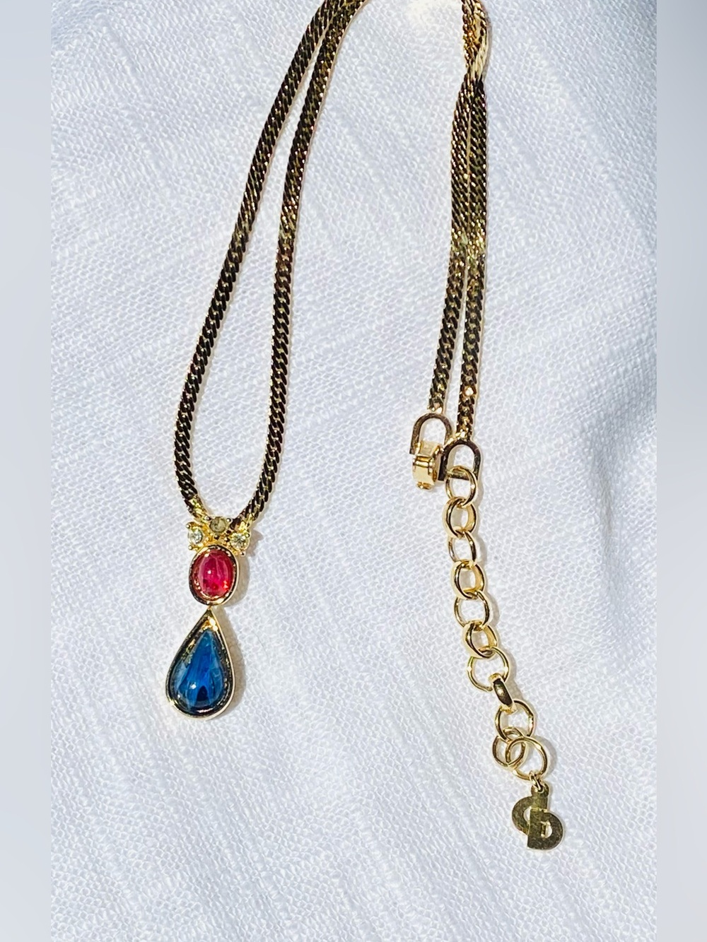 Vintage Christian Dior Pendant Necklace CD Adjustable